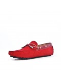 Red suede loafer with bow