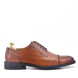 Cognac Derby with leather lace