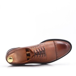 Cognac Derby with leather lace