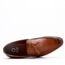 Faux leather moccasin with pompom 