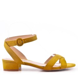 Sandale talon moyen en simili daim