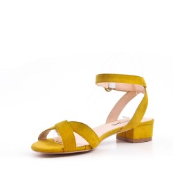 Sandale talon moyen en simili daim