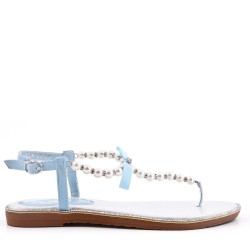 Women's flat thong sandals in faux leather