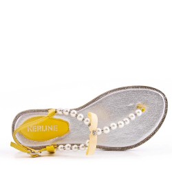 Sandalias sandalias planas para mujer en piel de imitación de cuero