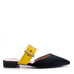Sandale pointues plat en mix matière pour femme