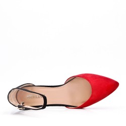 Pointed flat sandal in faux suede for women