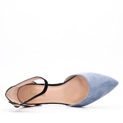 Pointed flat sandal in faux suede for women