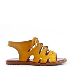 Sandale plat en en simili daim pour femme