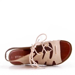Sandale plat en en simili daim pour femme