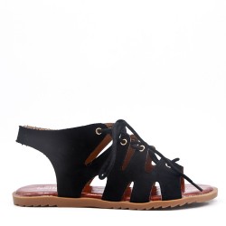 Sandale plat en en simili daim pour femme