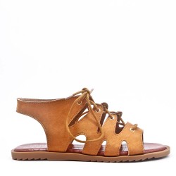 Sandale plat en en simili daim pour femme