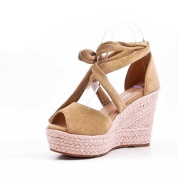 Faux suede wedge sandal for women