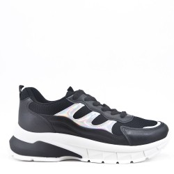 Women's faux leather lace up sneaker