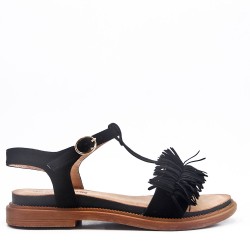 Flat sandals in faux suede for women