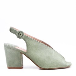 Faux suede heeled sandal for women