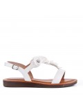 Flat sandals in a material mix for women