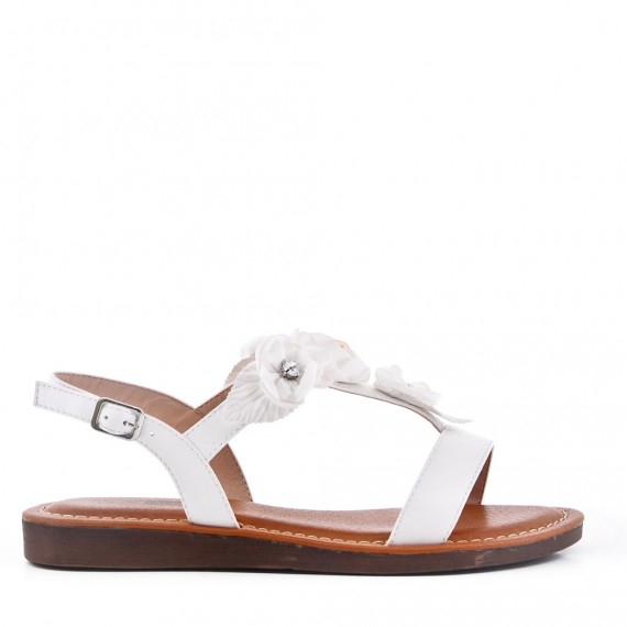 Flat sandals in a material mix for women