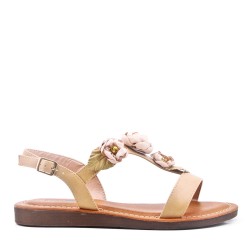 Flat sandals in a material mix for women