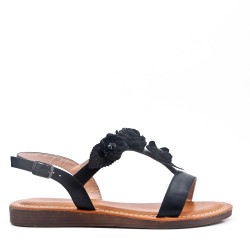 Flat sandals in a material mix for women