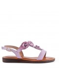 Flat sandals in a material mix for women