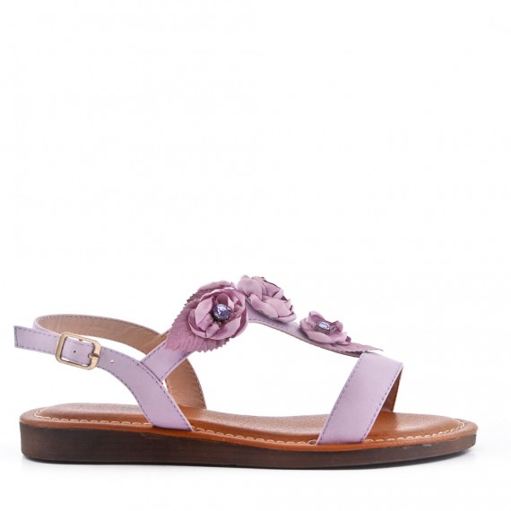 Flat sandals in a material mix for women