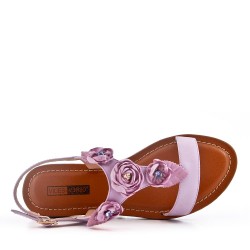 Flat sandals in a material mix for women