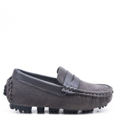 Child's moccasin with faux suede strap