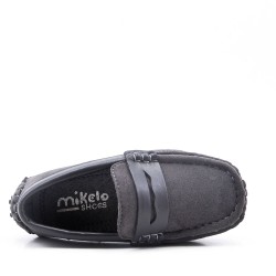 Child's moccasin with faux suede strap