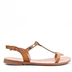 Flat sandals in faux leather for women