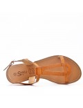 Flat sandals in faux leather for women