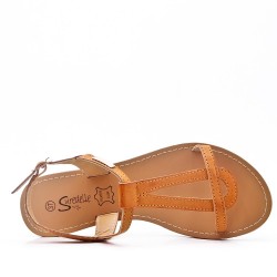 Flat sandals in faux leather for women