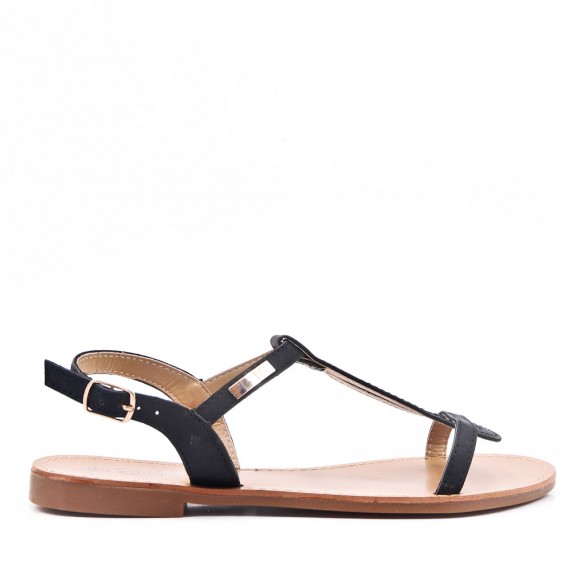 Flat sandals in faux leather for women