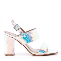 Sandale à talon en simili cuir