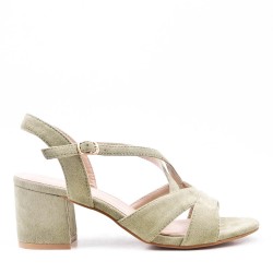 Sandale à talon en simili daim pour femme
