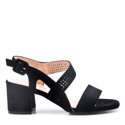 Sandale à talon en simili daim pour femme