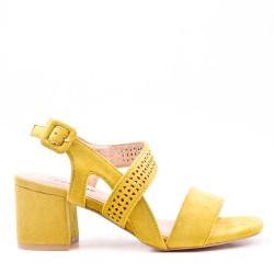 Sandale à talon en simili daim pour femme