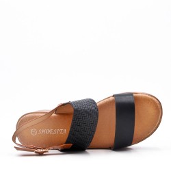 Sandale compensée en simili cuir pour femme