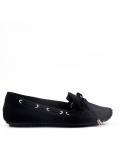 Moccasin in faux suede with bow