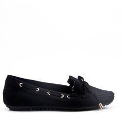 Moccasin in faux suede with bow