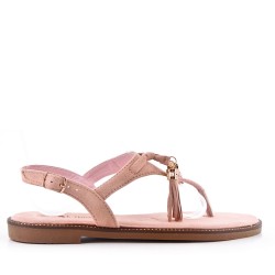 Flat sandals in faux suede for women