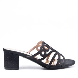 Faux leather heeled sandal