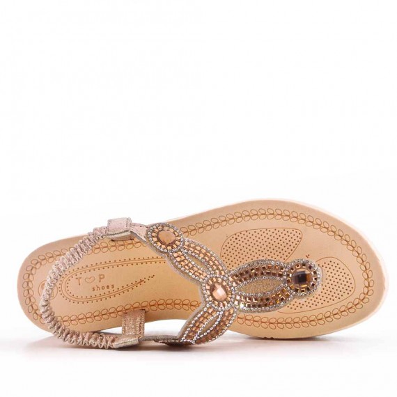 Sandale compensée en simili cuir pour femme