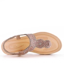 Sandale compensée en simili cuir pour femme