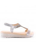 Women's faux leather wedge sandal