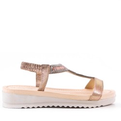 Women's faux leather wedge sandal