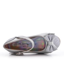 Girls' low heel sandal with bow