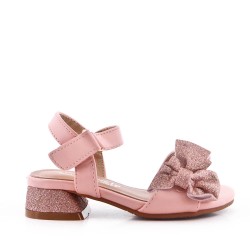 Girls' low heel sandal with bow