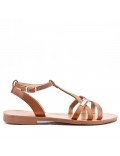 Flat sandals in faux leather for women