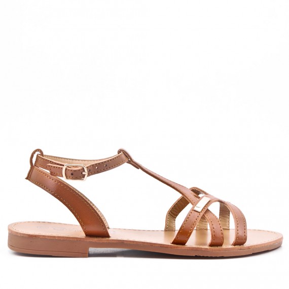 Sandale plat en simili cuir pour femme