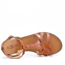 Sandale plat en simili cuir pour femme